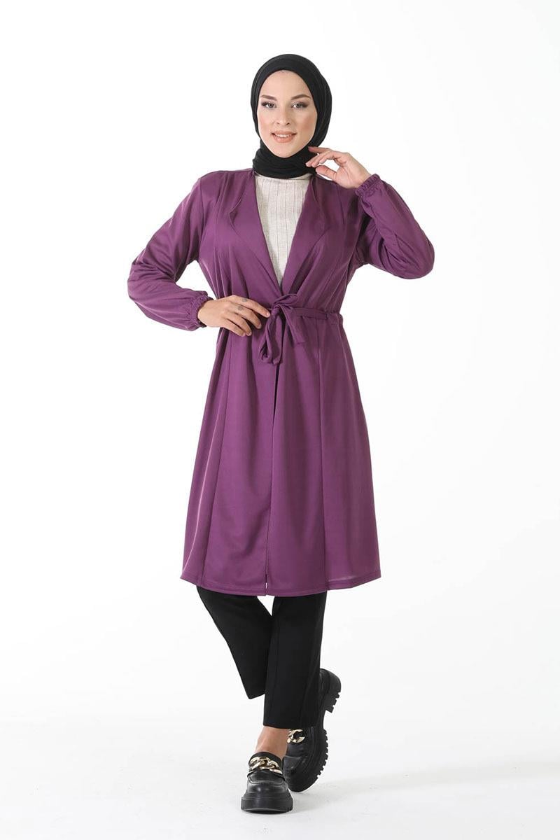 Kuşak Detaylı Kimono Mor