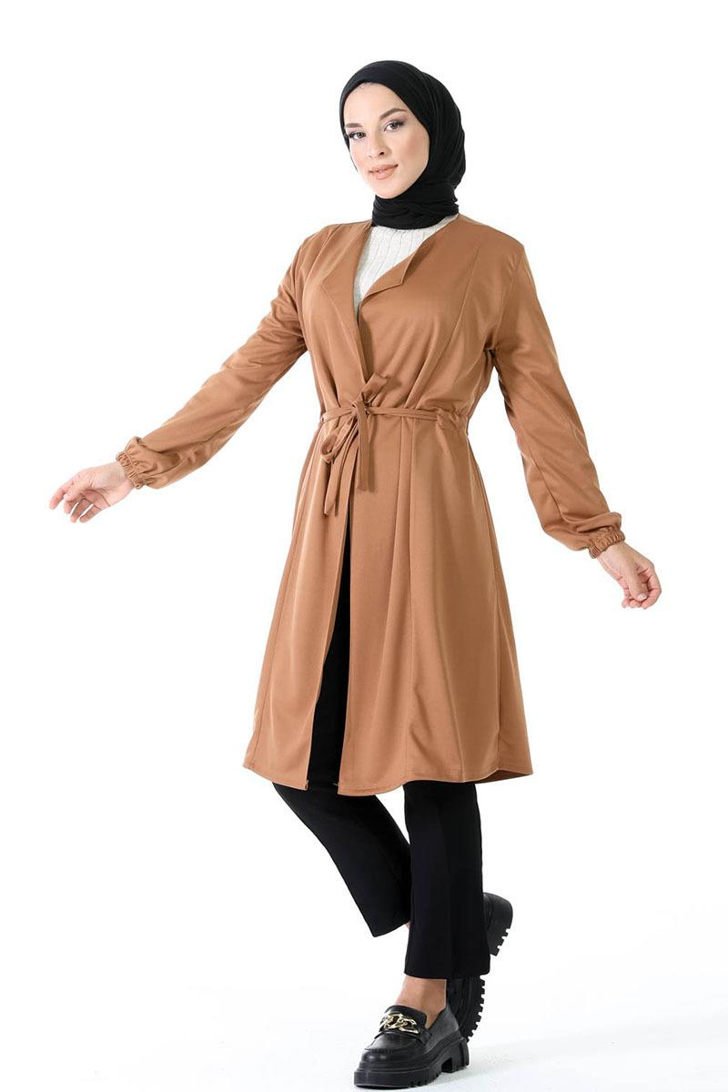 Kuşak Detaylı Kimono Taba