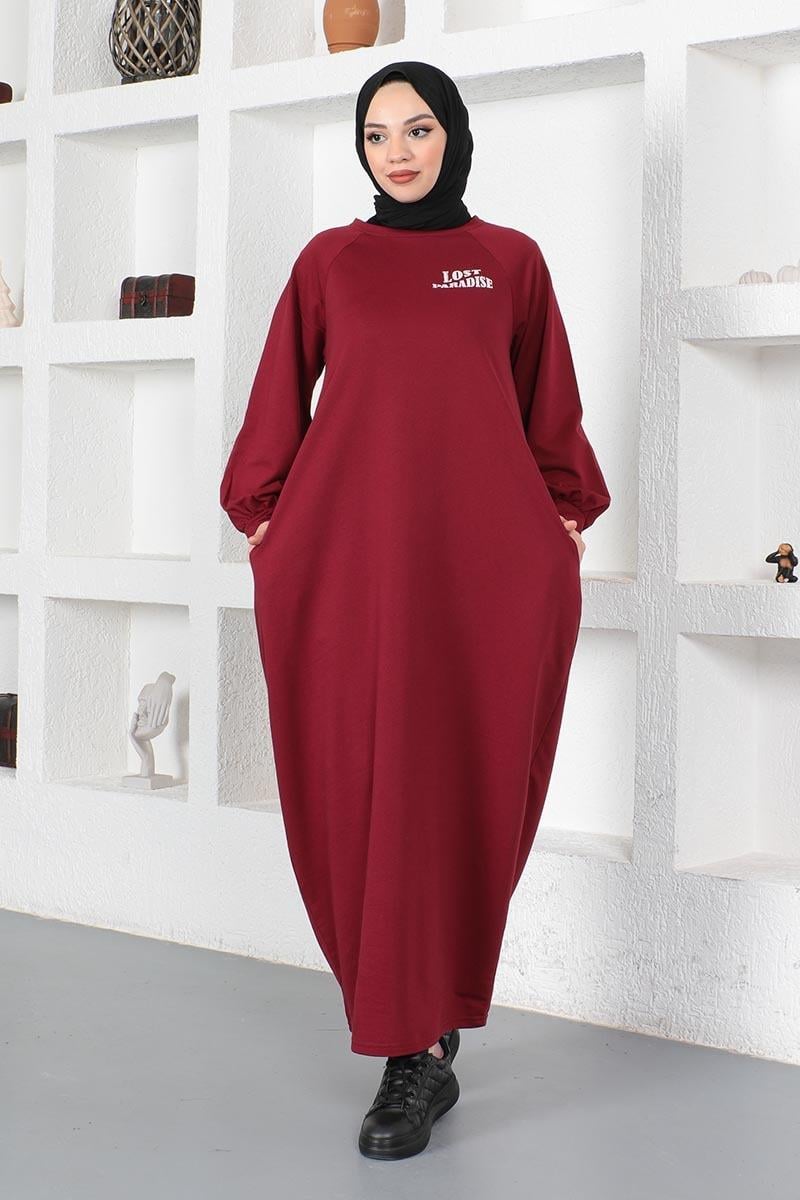 Şalvar Model Salaş Elbise Bordo