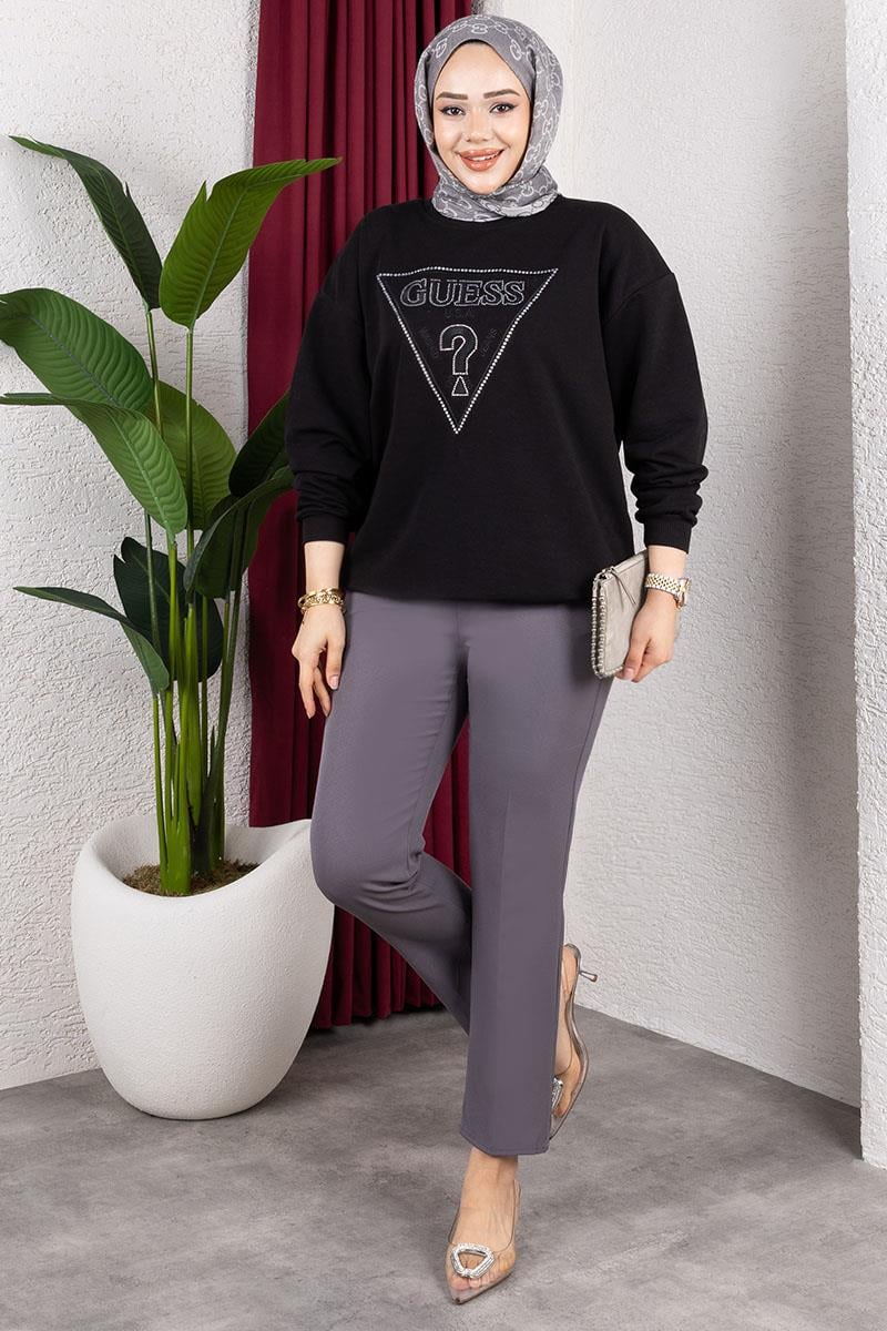 Beli Lastikli Krep Pantolon GRİ