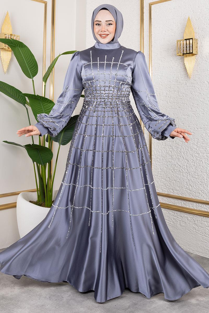 Kafes Model Saten Abiye GÜMÜŞ