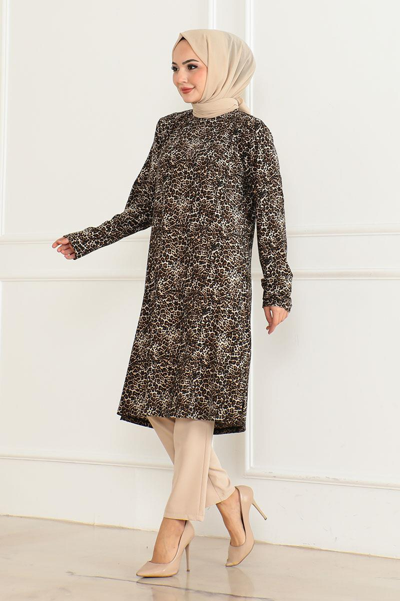Örme Süet Tunik KAHVERENGİ