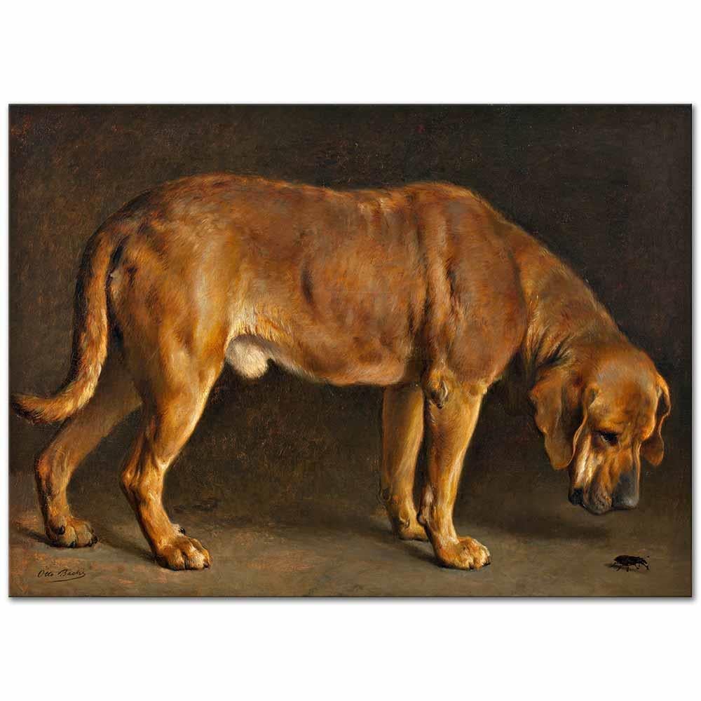 Otto Bache Bir Broholmer Köpeği Geyik Böceğine Bakıyor Kanvas Tablo