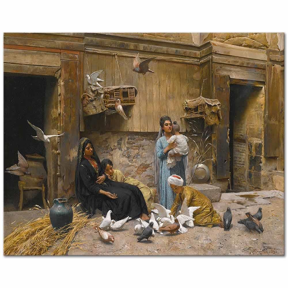 Rudolf Swoboda Kahire'de Bir Avlu Kanvas Tablo