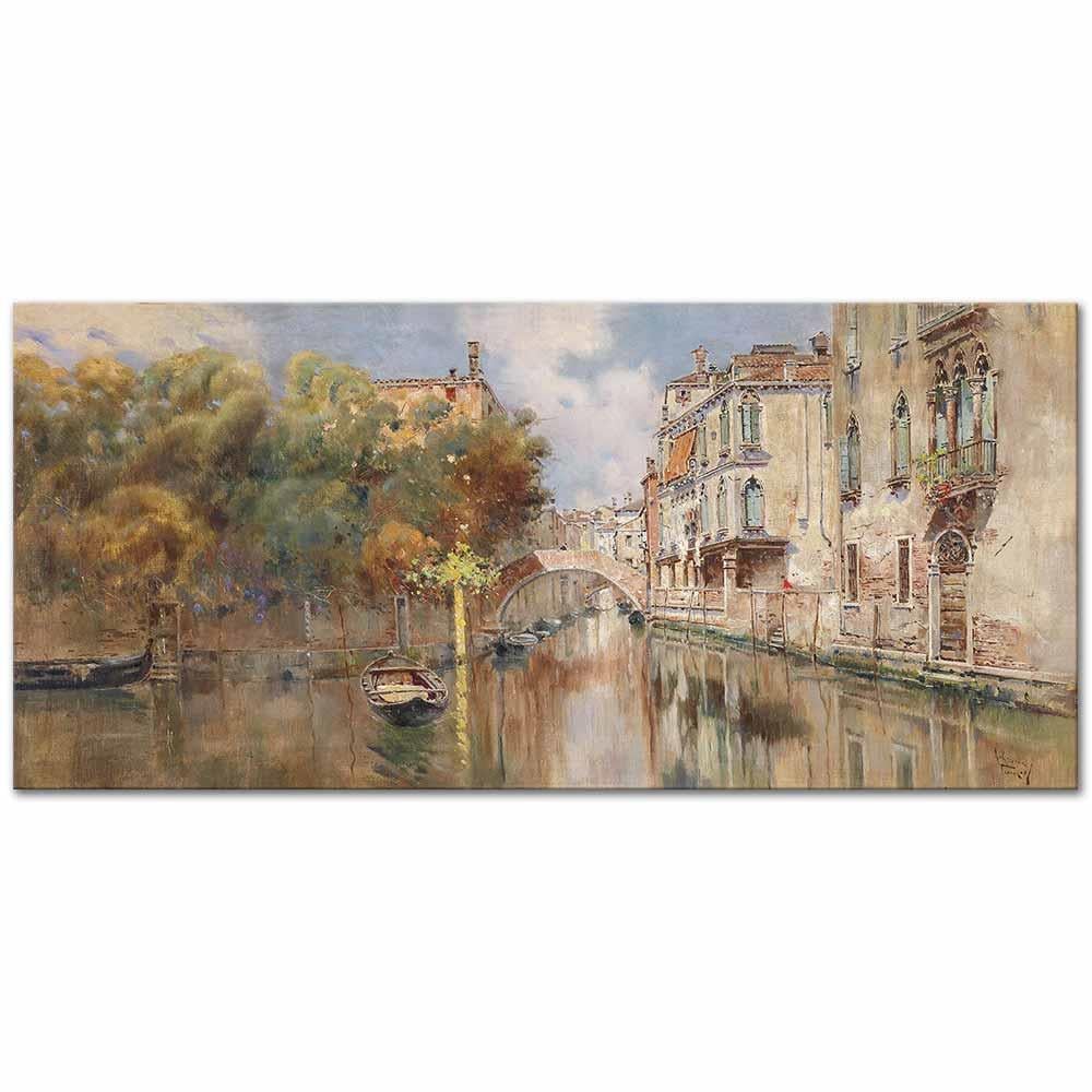 Antonio Reyna Manescau Venedik'te Kanal Kanvas Tablo