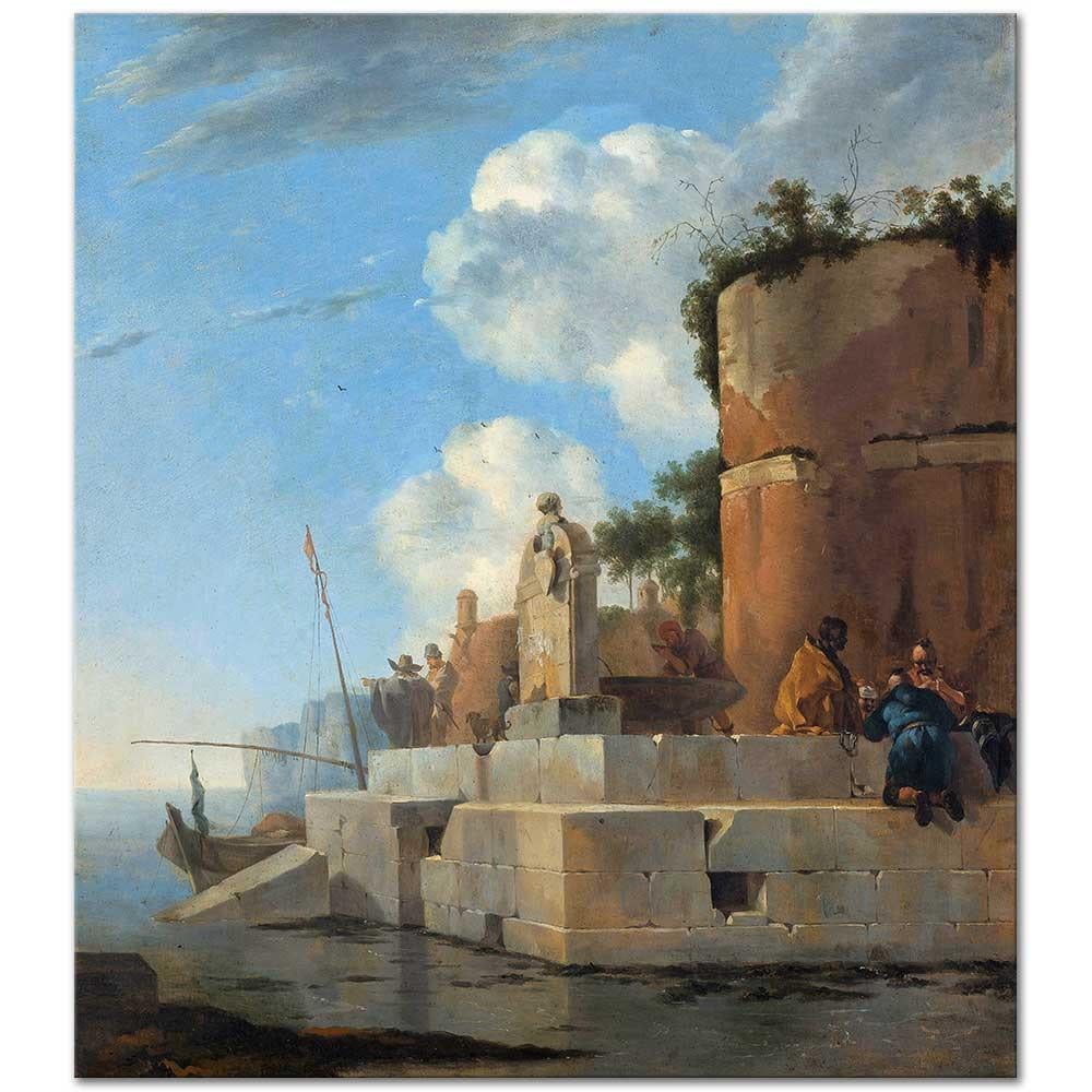 Jan Asselijn İtalya Sahilinde Harabeler Kanvas Tablo