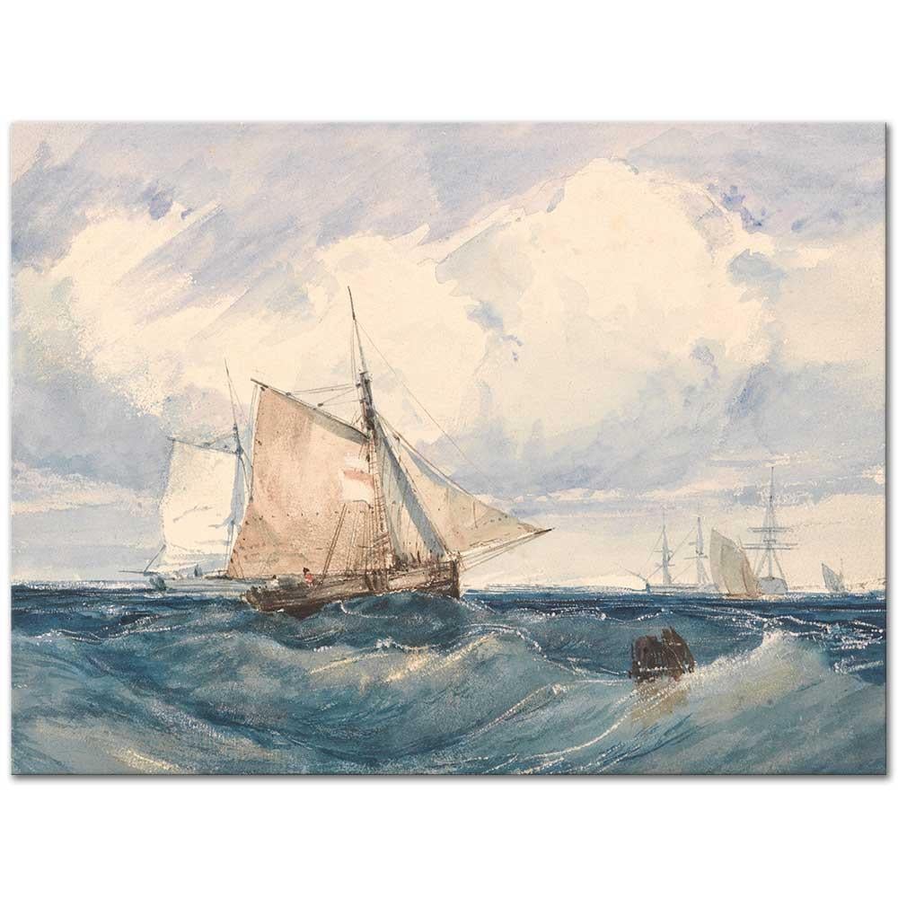 Richard Parkes Bonington Rüzgarda Giden Gemiler Kanvas Tablo