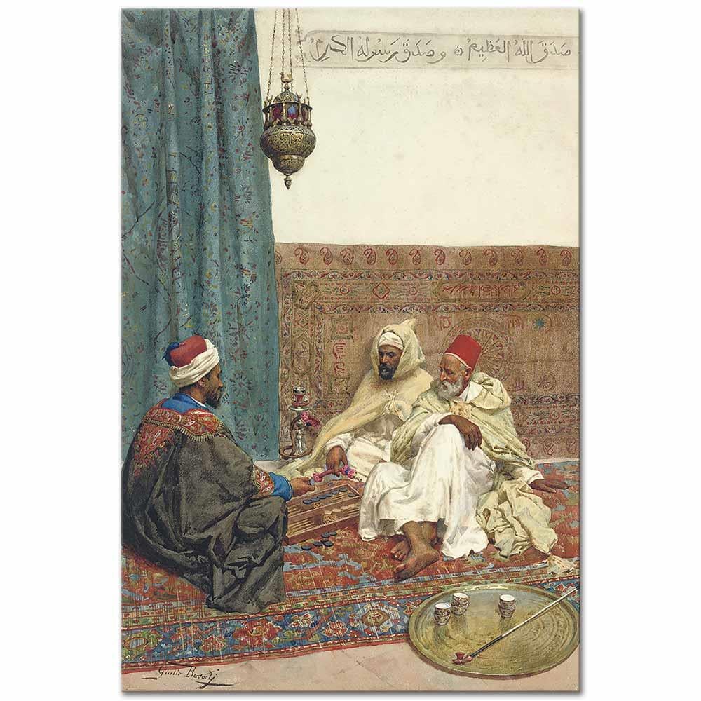 Giulio Rosati Tavla Oynayanlar Kanvas Tablo