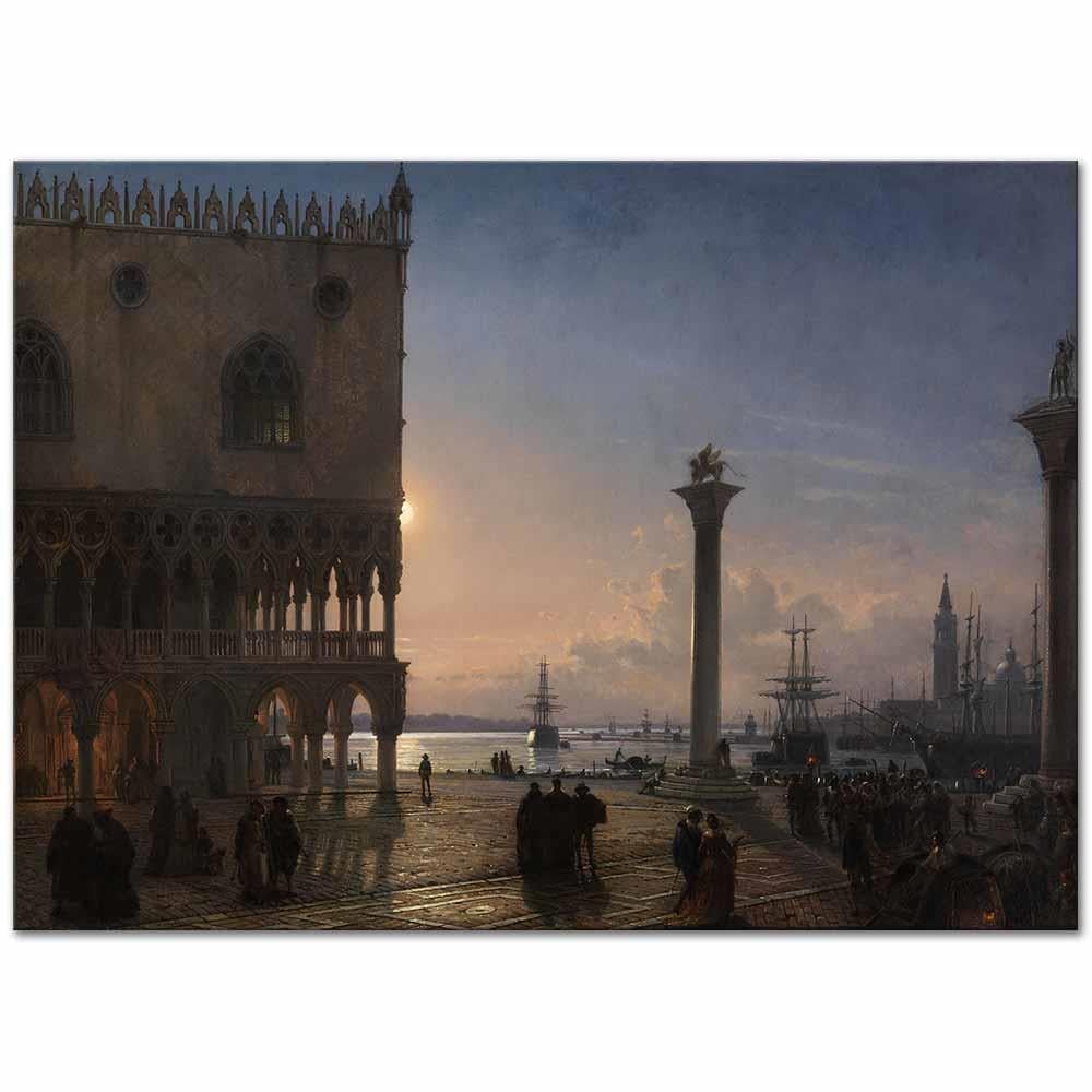 Friedrich Paul Nerly San Marco Meydanında Mehtap Kanvas Tablo