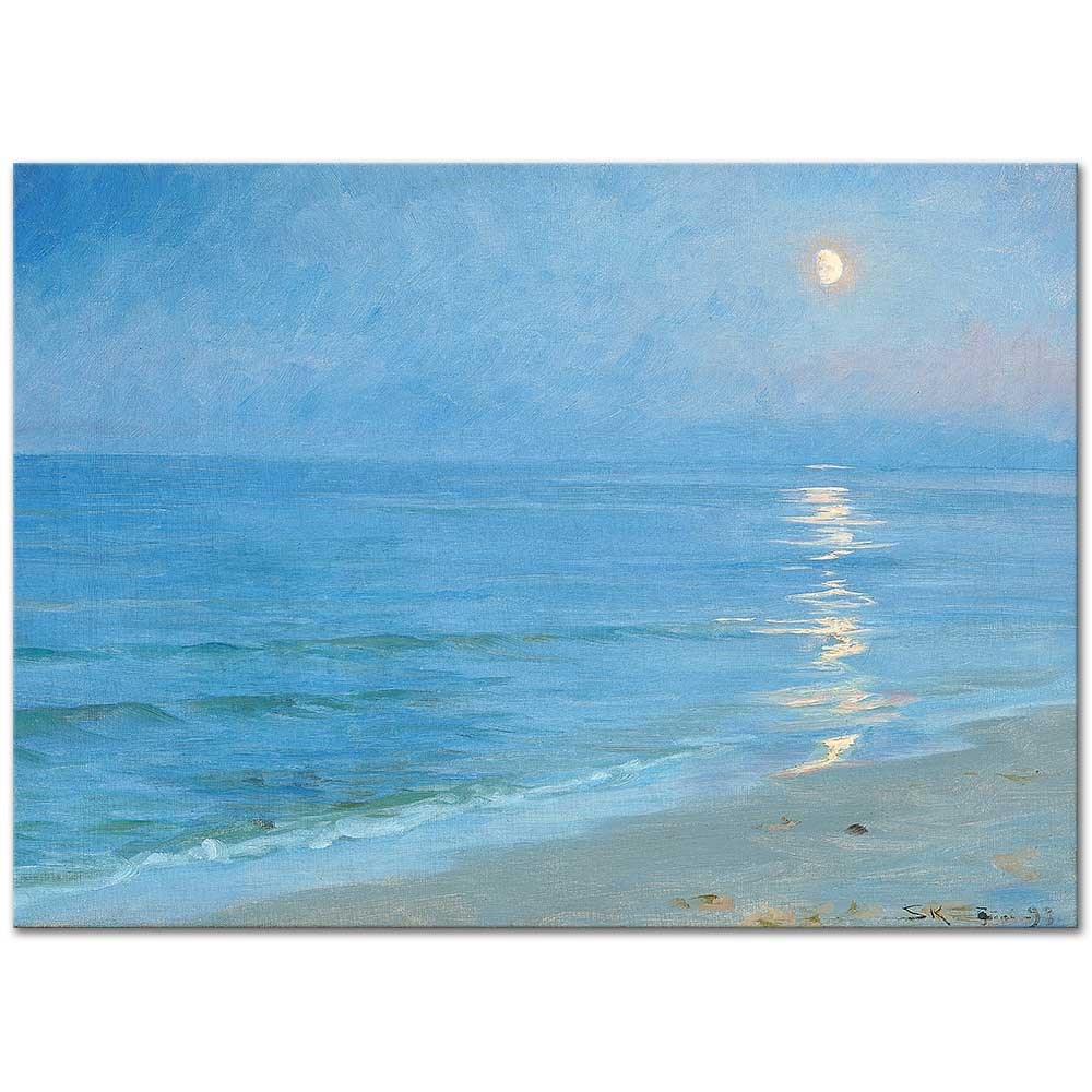 Peder Severin Krøyer Ay Işığı Skagen Sahili Kanvas Tablo