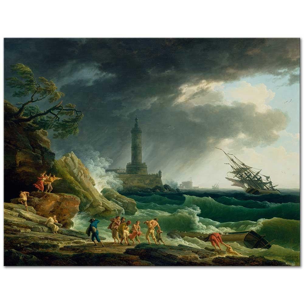 Claude Joseph Vernet Akdeniz Sahilinde Fırtına Kanvas Tablo