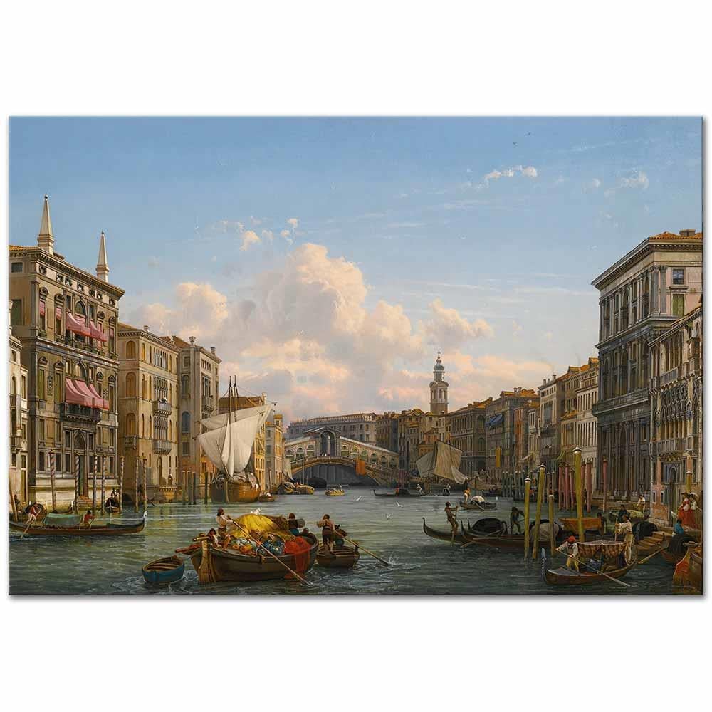 Friedrich Paul Nerly Grand Kanal ve Rialto Köprüsü Venedik Kanvas Tablo