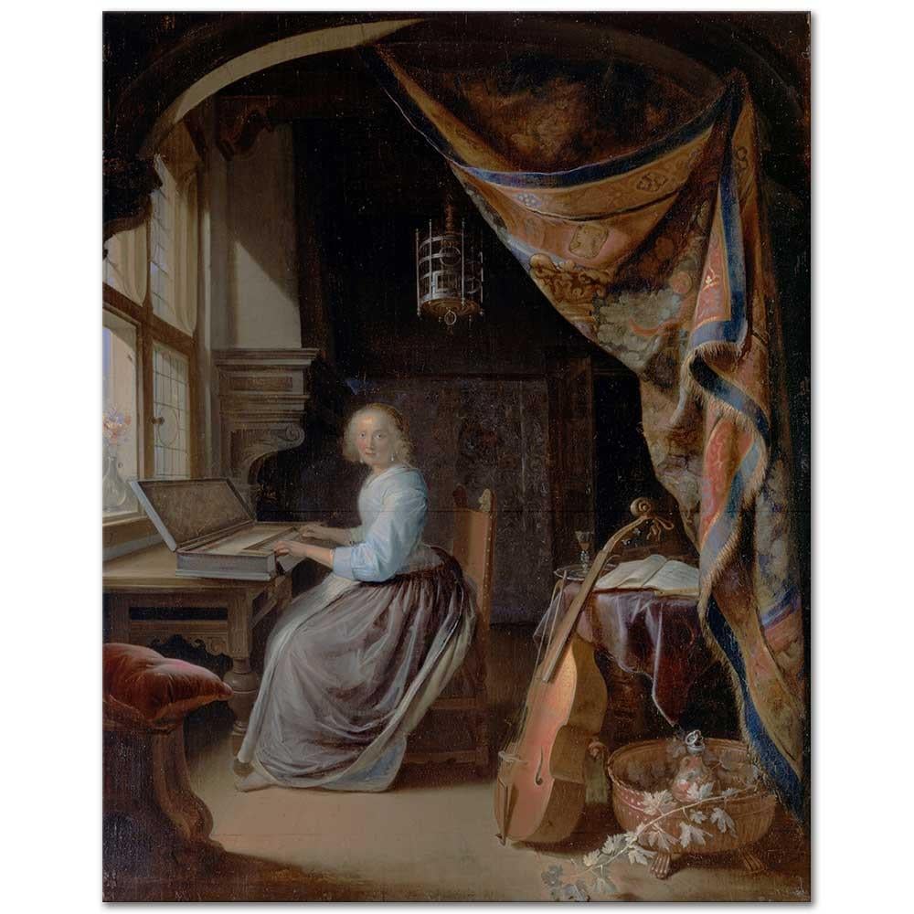 Gerrit Dou Klavsen Çalan Kadın Kanvas Tablo