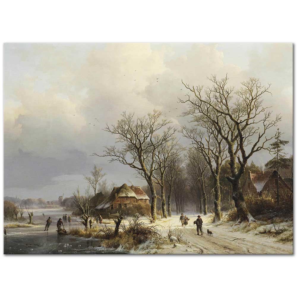 A Wooded Winter Landscape by Johann Bernard Klombeck as Fine Art Print