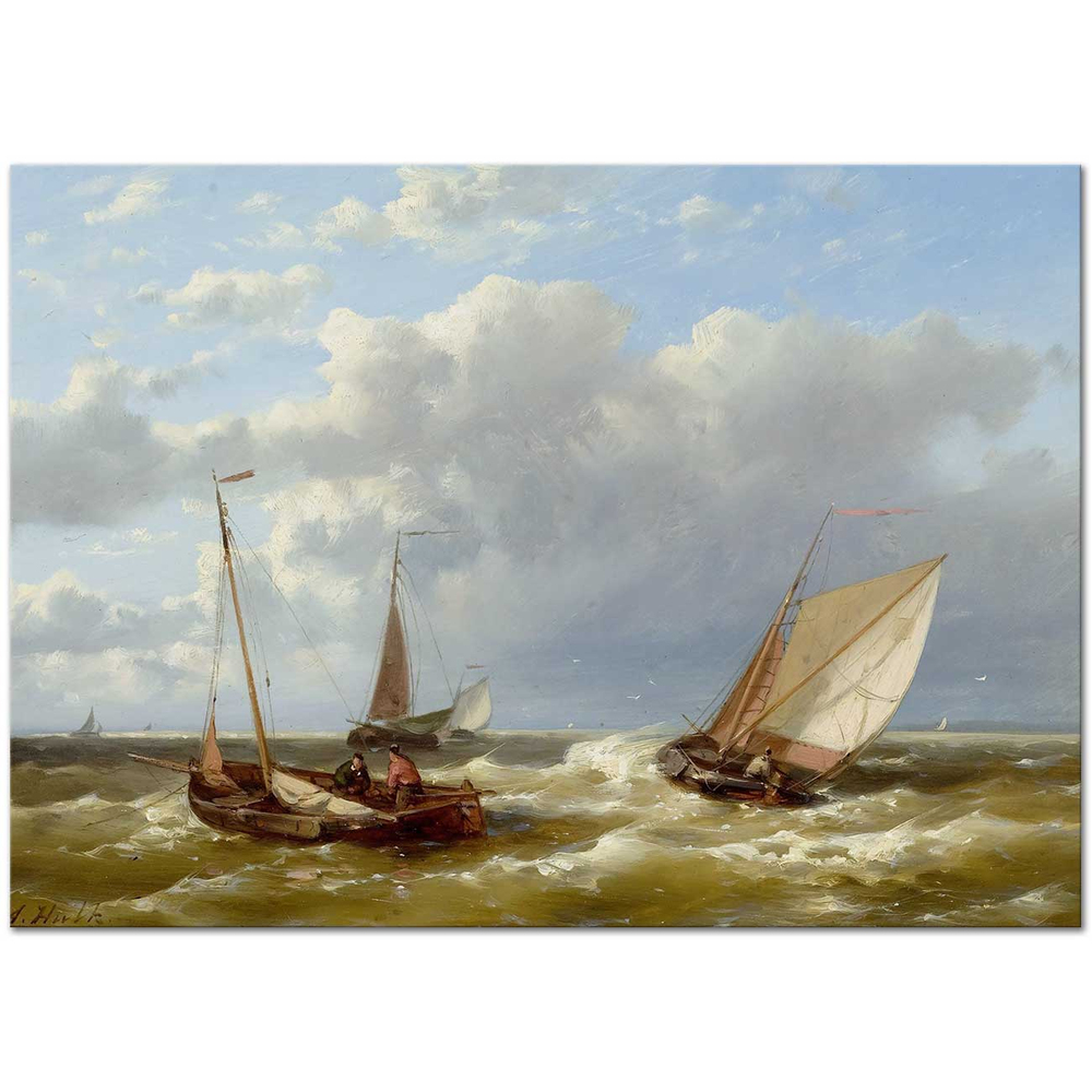 Abraham Hulk Sahilde Balıkçılar Kanvas Tablo