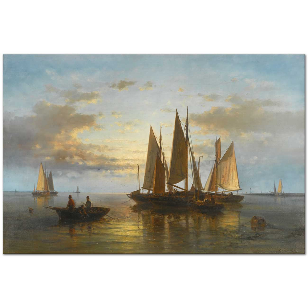 Abraham Hulk Kıyıda Balıkçı Tekneleri Kanvas Tablo