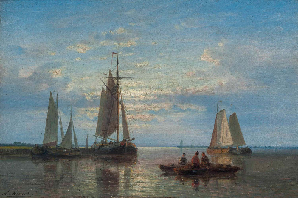 Abraham Hulk Fishing Vessels On Calm Waters Art Print