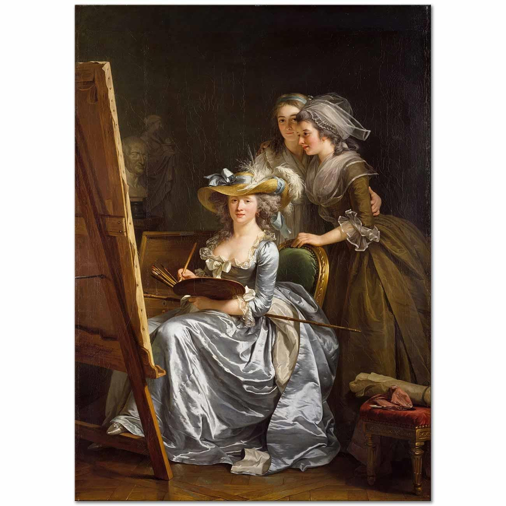Adelaide Labille-Guiard İki Öğrencisi ile Kanvas Tablo