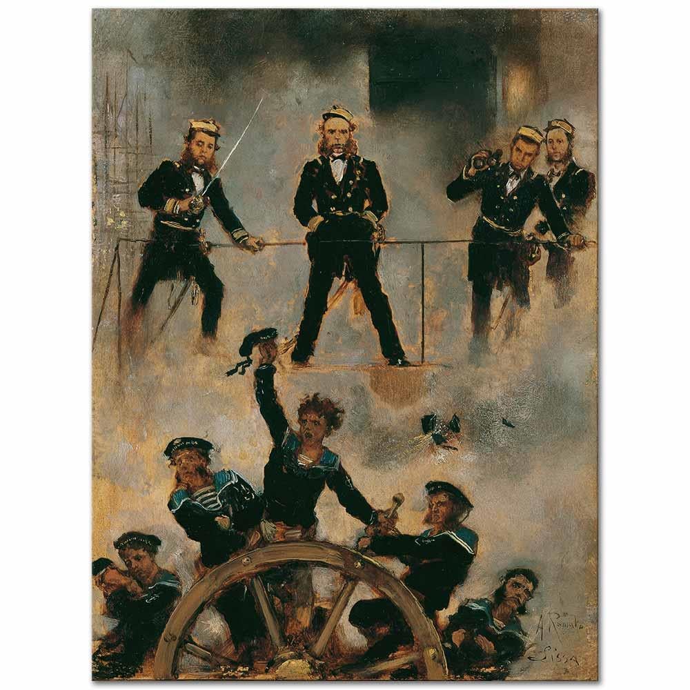 Anton Romako Amiral Tegetthoff Lissa Savaşında II Kanvas Tablo