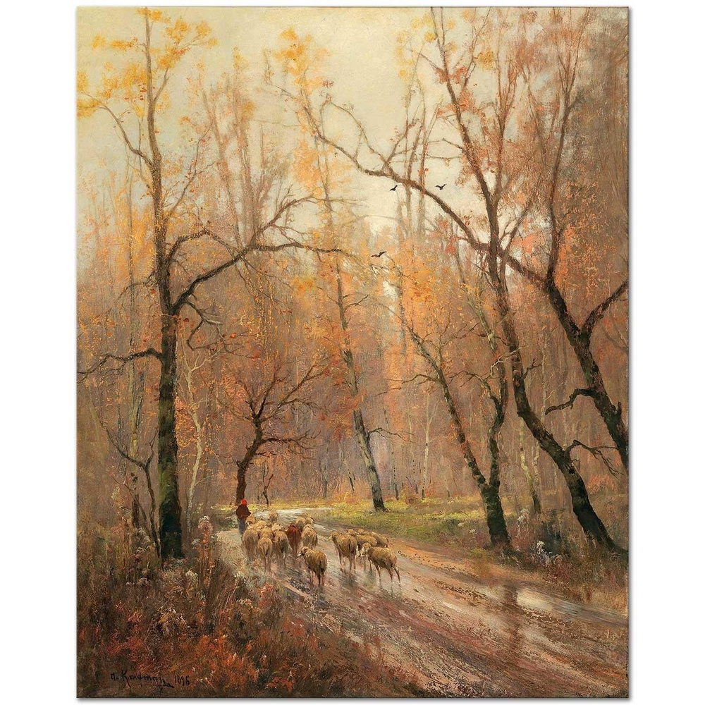 Adolf Kaufmann Evine Dönen Kadın Çoban Kanvas Tablo