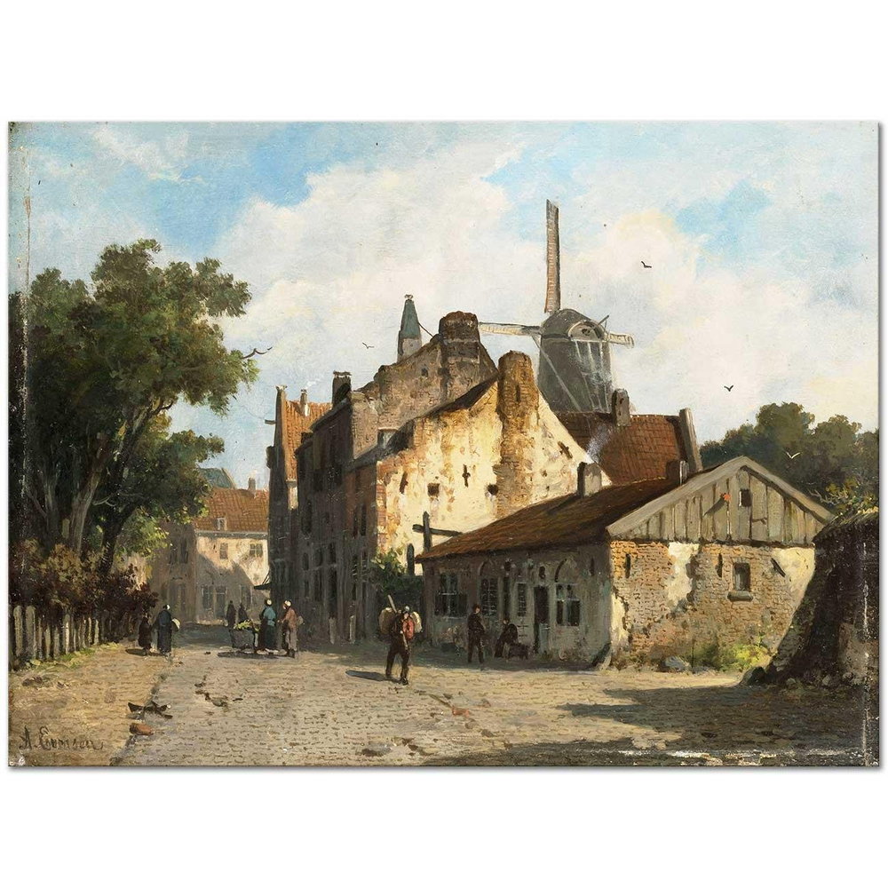 Adrianus Eversen Hollanda'da Bir Sokak Kanvas Tablo