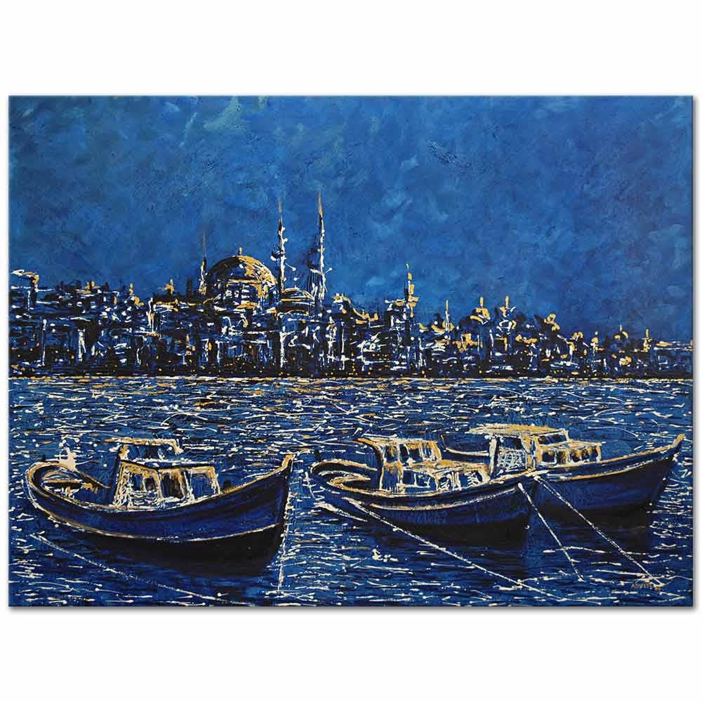 Adviye Özküçük Mavide İstanbul Kanvas Tablo