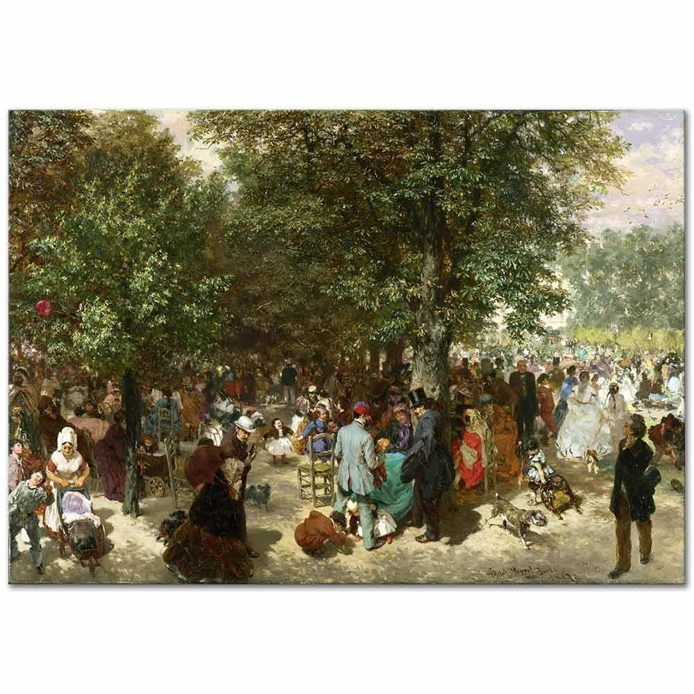Adolph von Menzel Tuileries Parkında Öğle Sonrası Kanvas Tablo