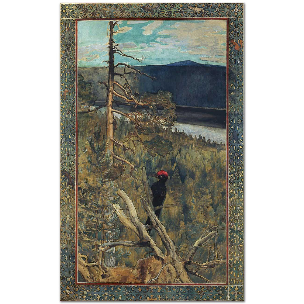 Akseli Gallen Kallela Büyük Siyah Ağaçkakan Kanvas Tablo