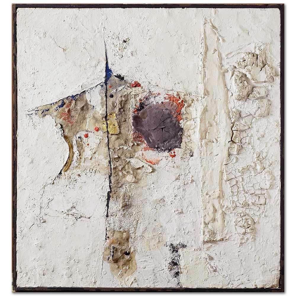 Alberto Burri Verilenle Çalışmak Beyaz Kanvas Tablo