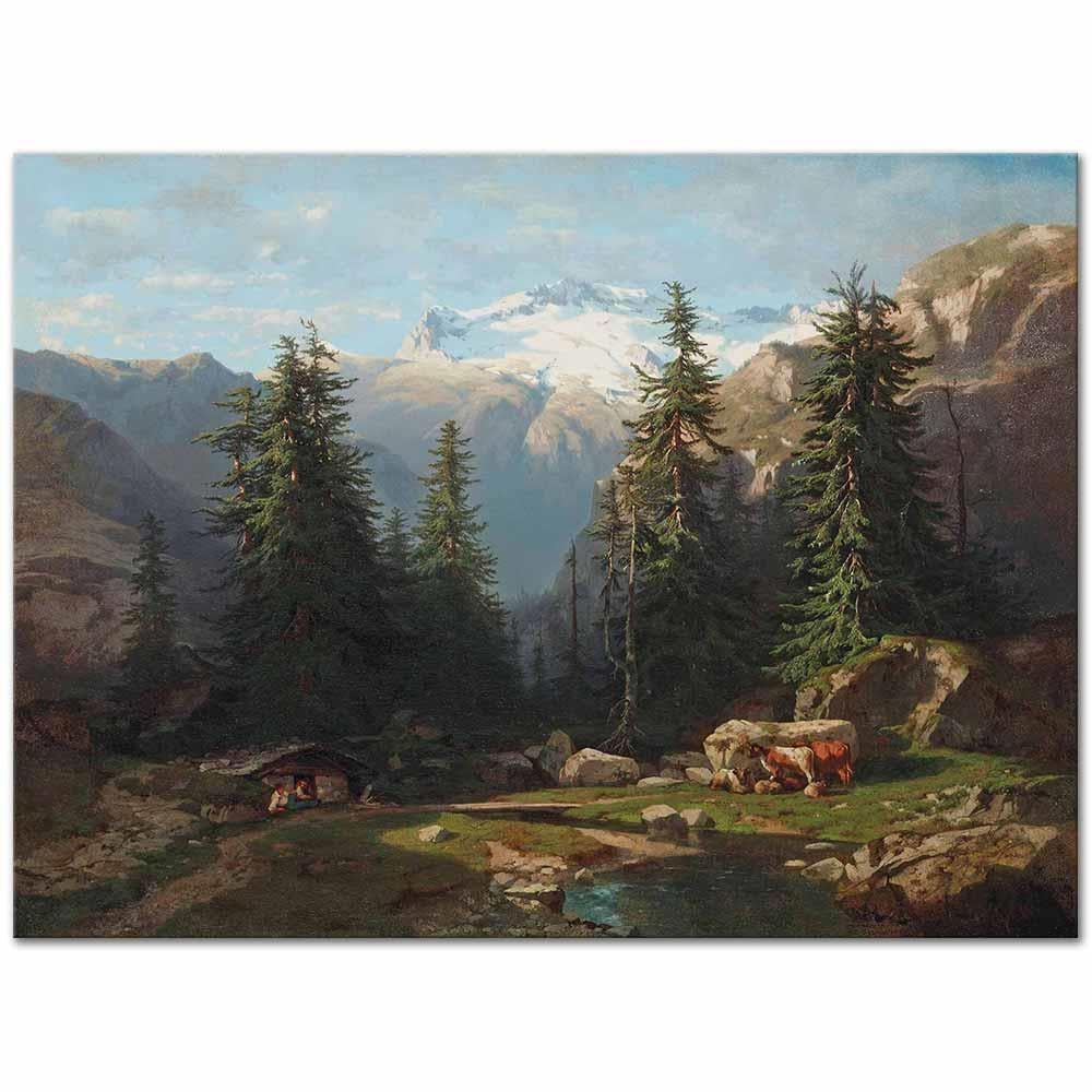 Alexandre Calame Handeck Manzarası Kanvas Tablo