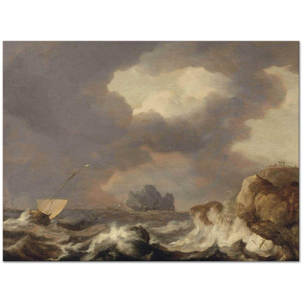 Allaert van Everdingen Fırtınalı Denizde Tekneler Kanvas Tablo