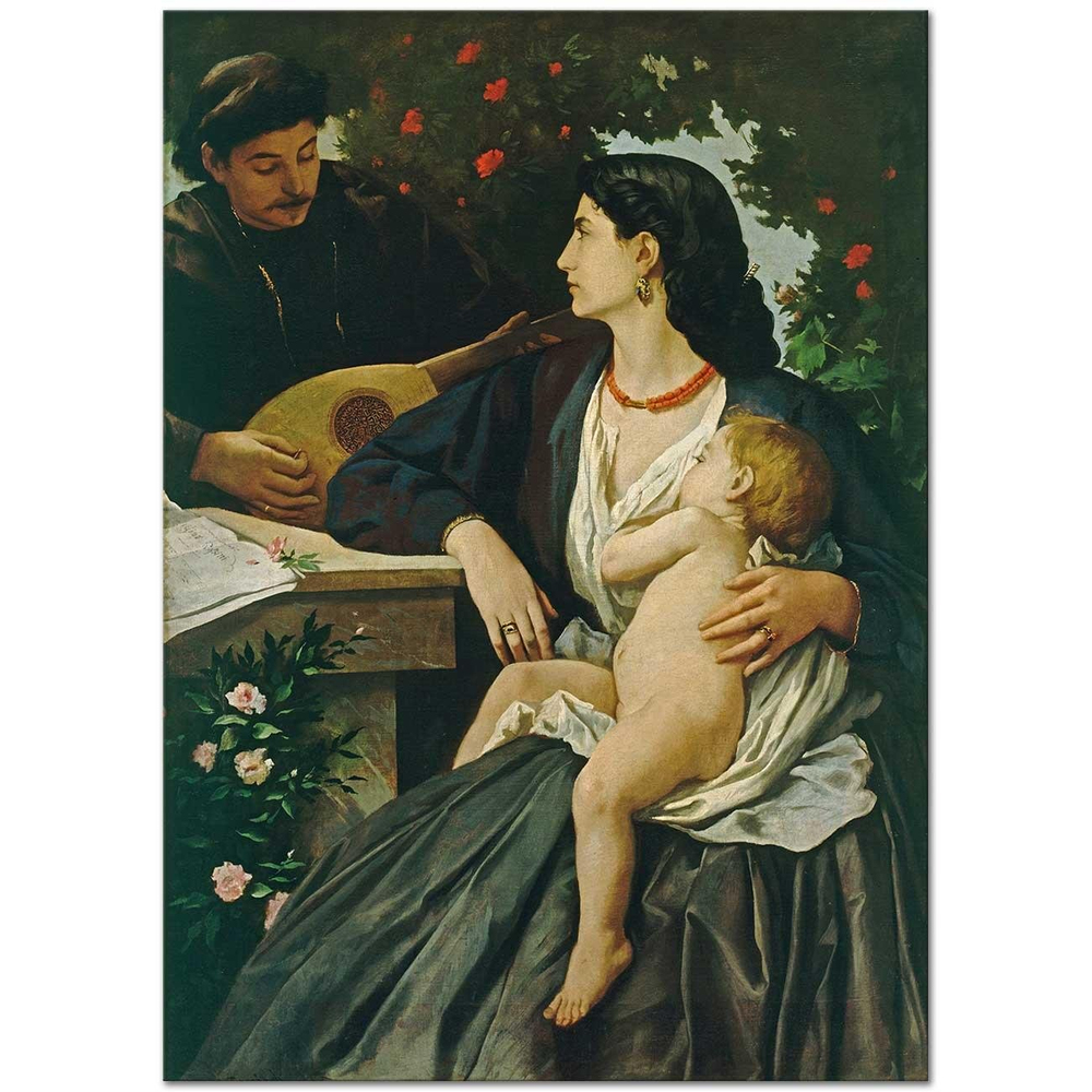 Anselm Feuerbach Mandolin Çalan Kanvas Tablo