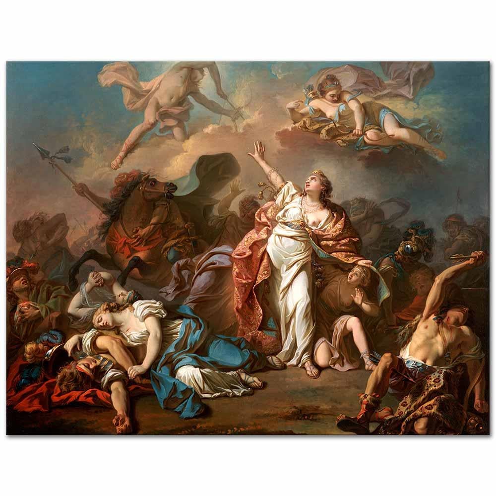 Jacques Louis David Apollo ve Diana Niobe'nin Çocuklarına Saldırırken Kanvas Tablo