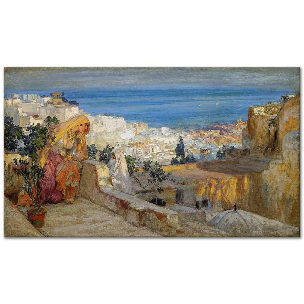 Frederick Arthur Bridgman Cezayir Manzarası, Çatıda Kadınlar Kanvas Tablo