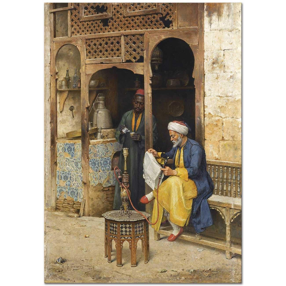 Arthur von Ferraris Kahvehane Kahire Kanvas Tablo