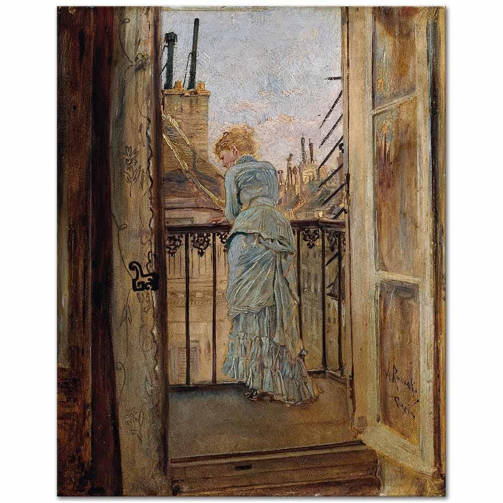 Anton Romako Balkonda Kanvas Tablo