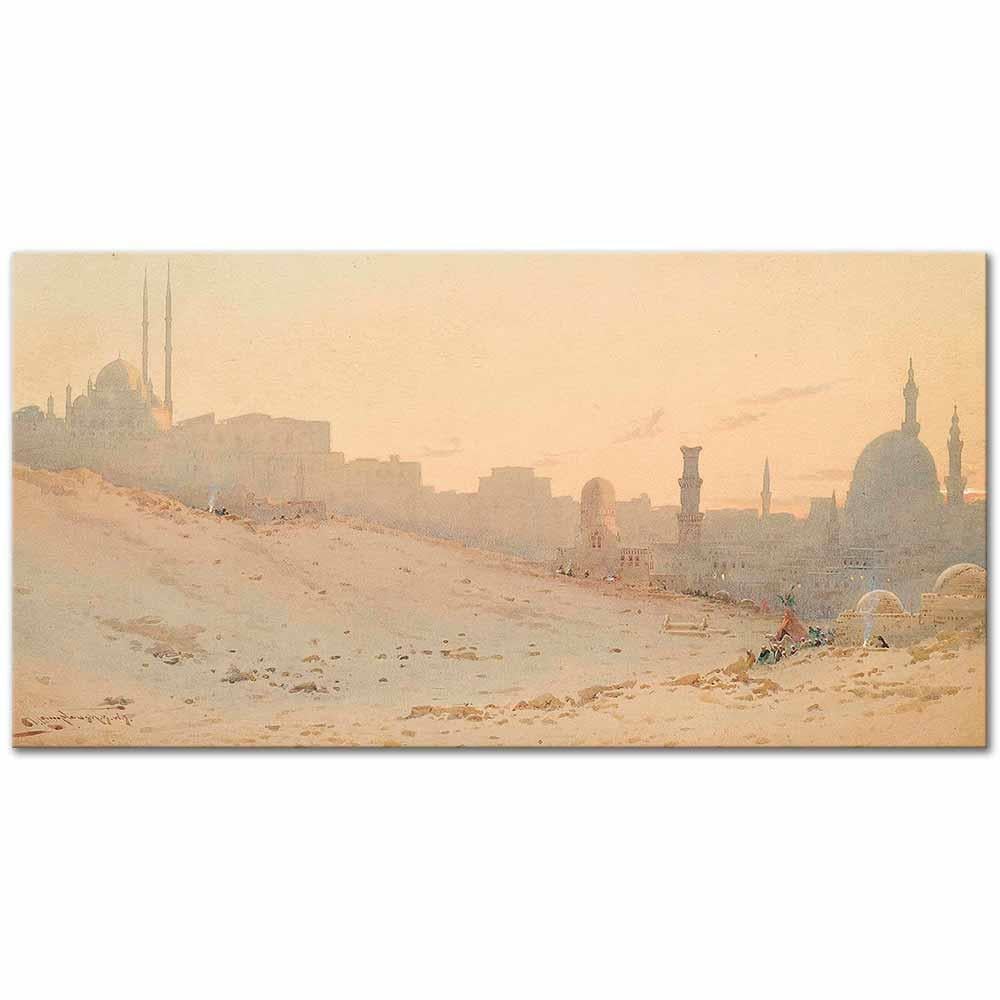 Augustus Osborne Lamplough Akşamüstü Kahire Kanvas Tablo