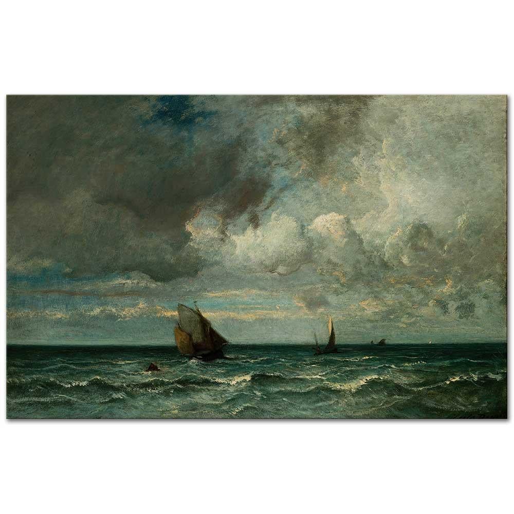 Jules Dupre Fırtına Öncesi Kaçışan Tekneler Kanvas Tablo