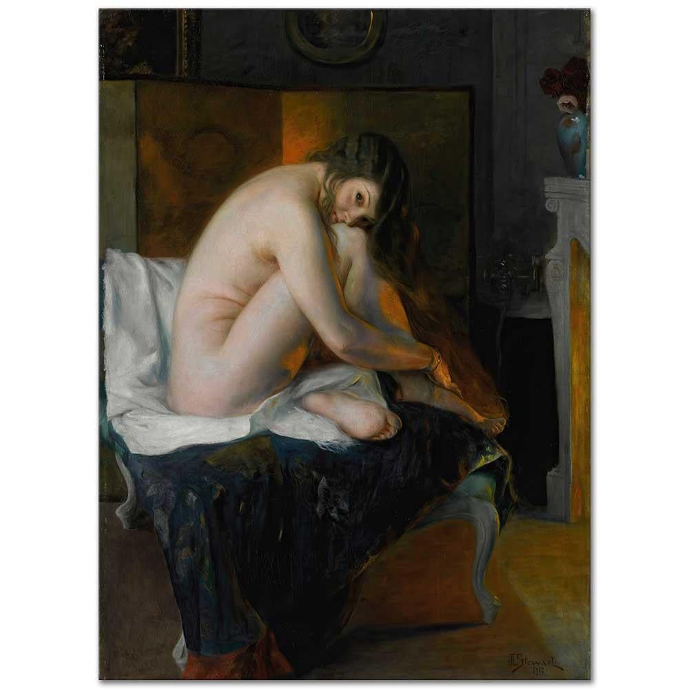 Julius LeBlanc Stewart Şömine Önünde Kanvas Tablo