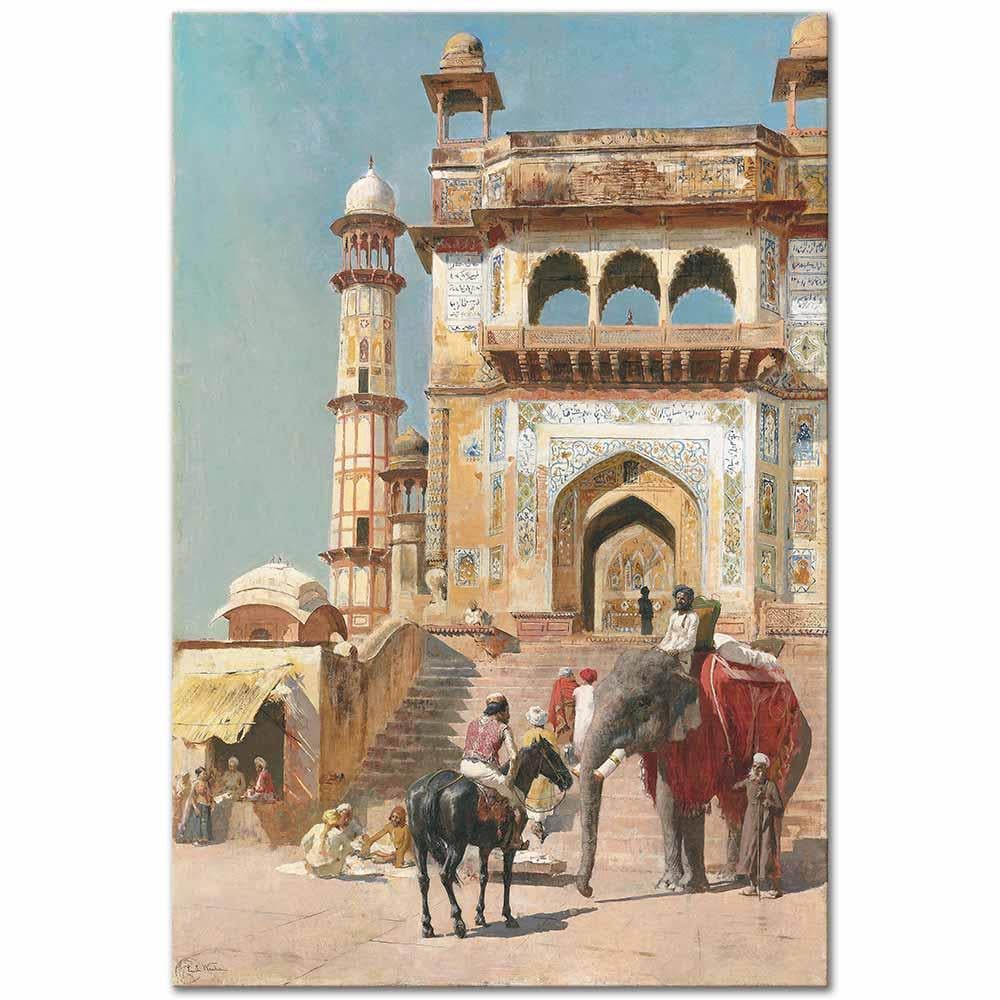 Edwin Lord Weeks Büyük Cami Önünde Mathura Kanvas Tablo