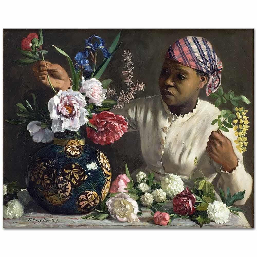 Frederic Bazille Zenci Kadın ve Şakayıklar Kanvas Tablo