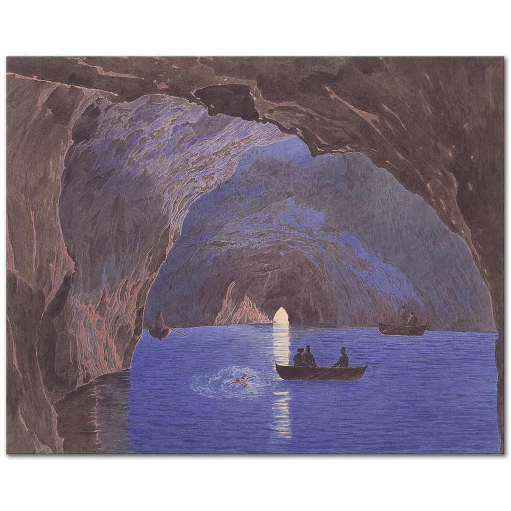 Jakob Alt Mavi Mağara Kapri Adası Kanvas Tablo