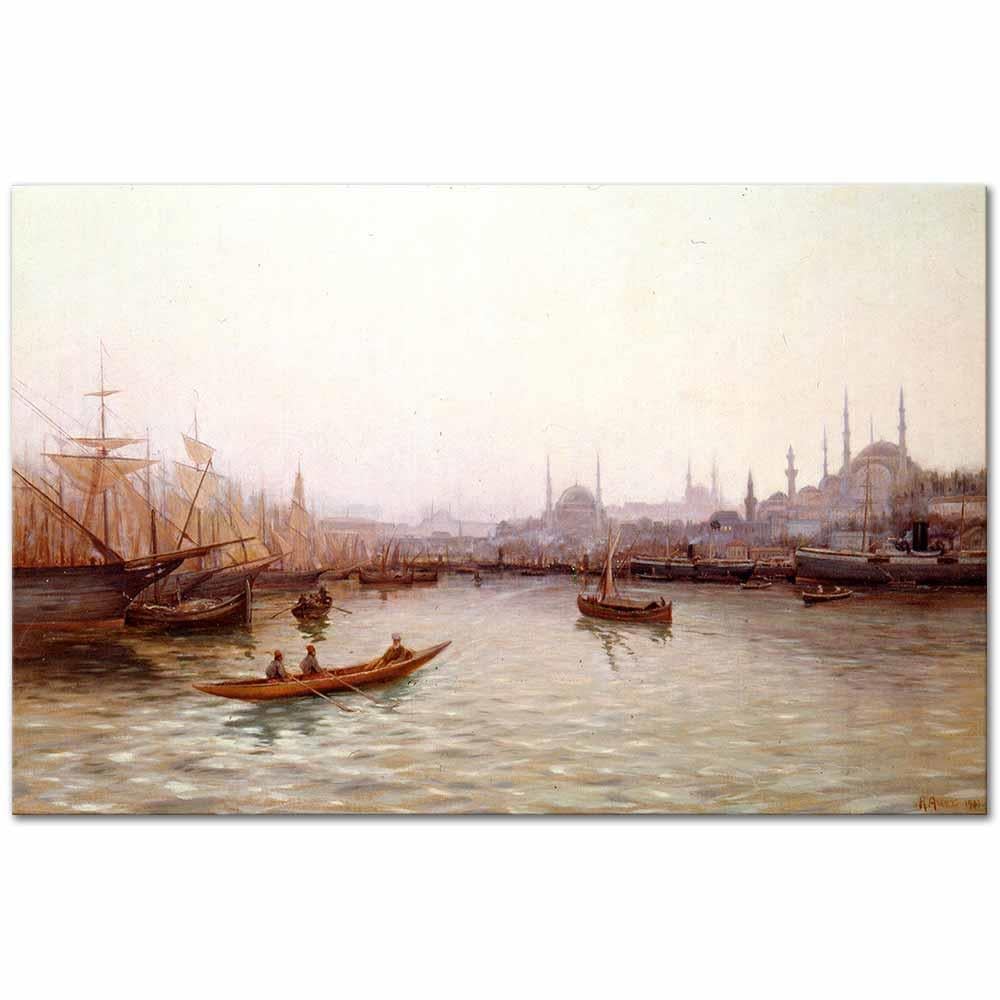R Auex Haliç ve Tekneler Kanvas Tablo