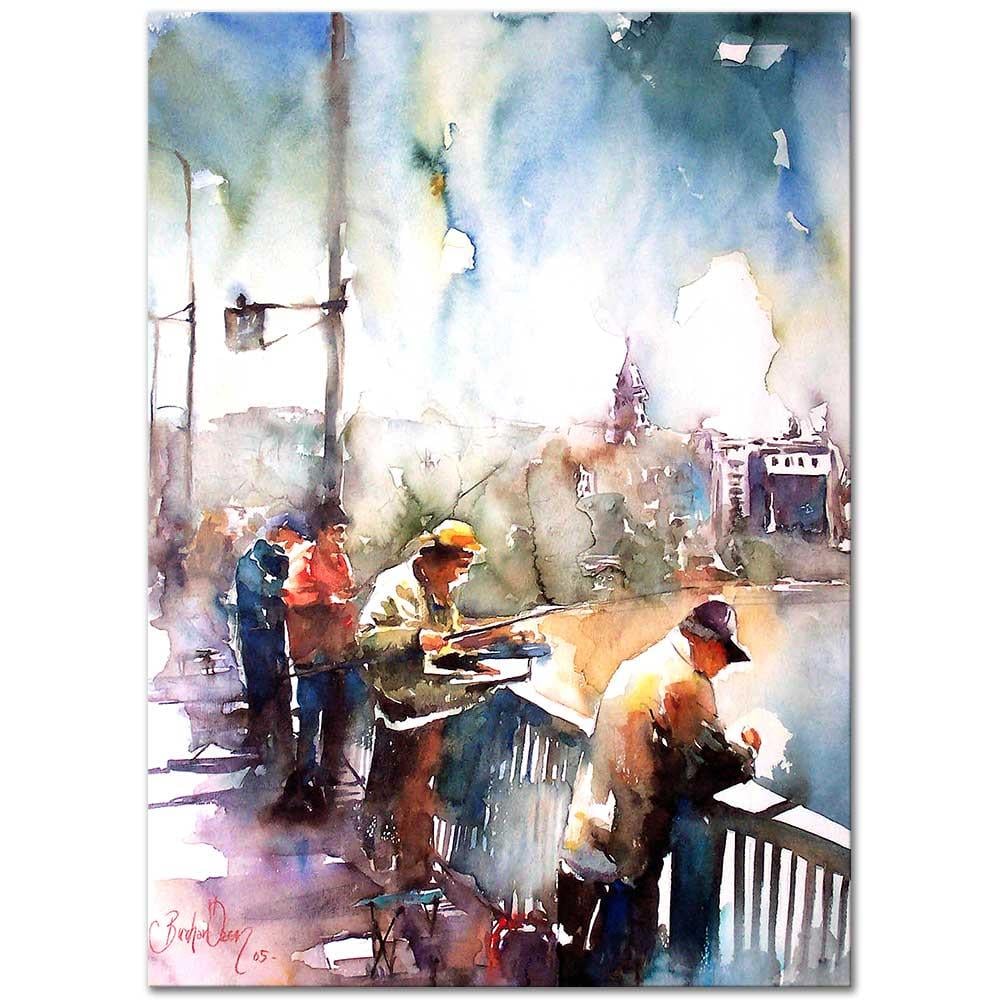 Burhan Özer Köprüde Balıkçılar Kanvas Tablo