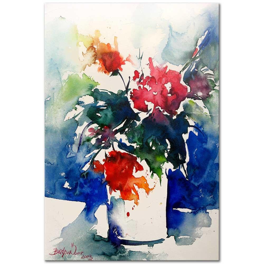 Burhan Özer Saksıda Çiçekler Kanvas Tablo