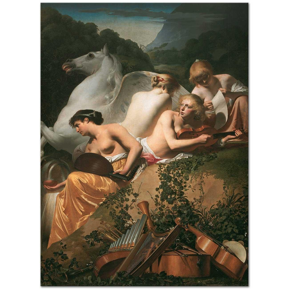 Caesar van Everdingen Four Muses and Pegasus Art Print