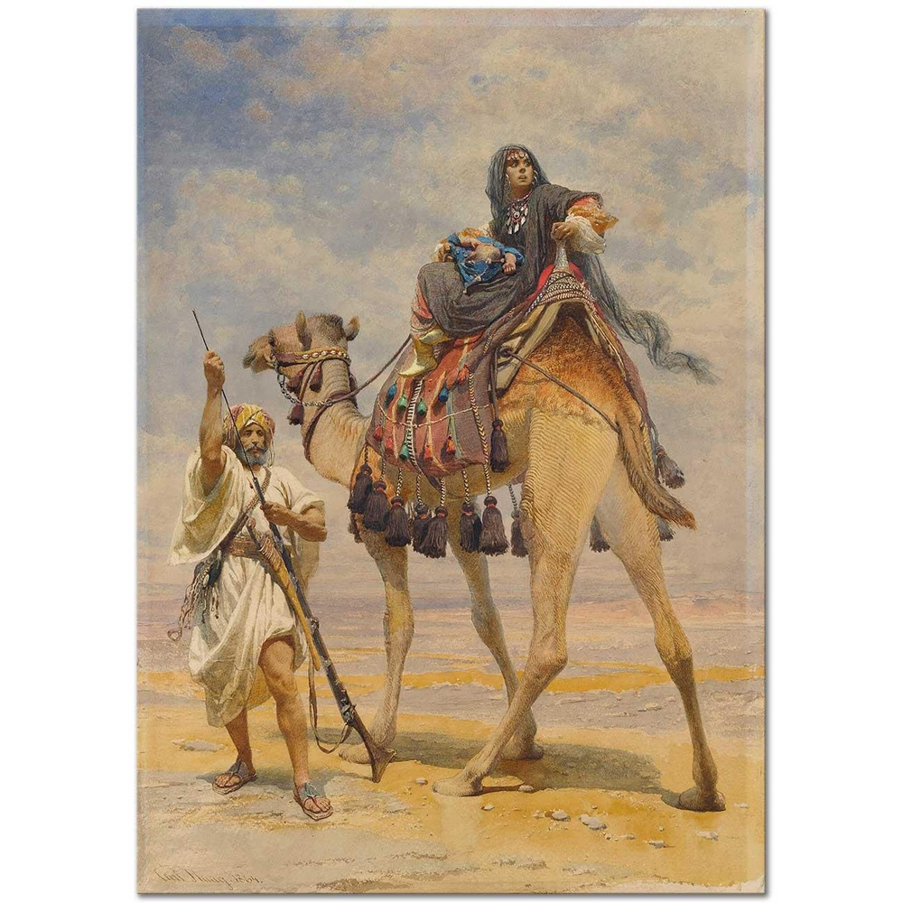 Carl Haag Deve Üstünde Bedevi Kadın Kanvas Tablo