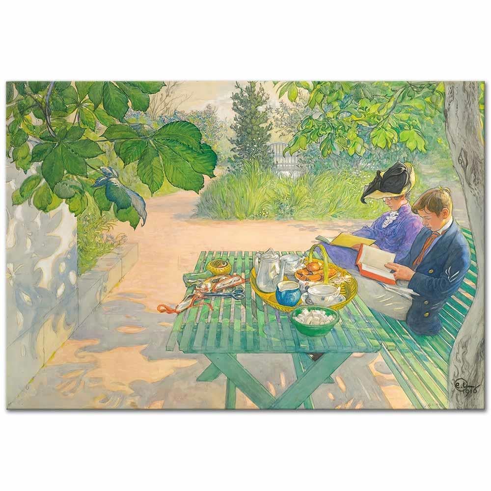 Carl Larsson Tatil Okuması Kanvas Tablo