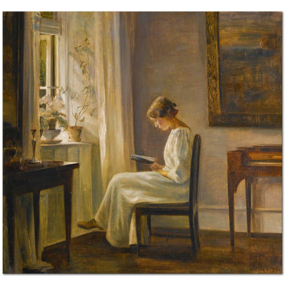 Carl Vilhelm Holsoe Sabah Işığında Okuma Kanvas Tablo