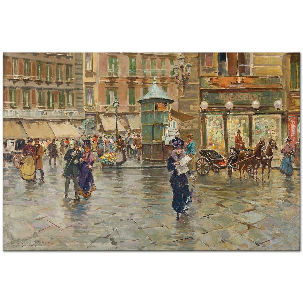 Carlo Brancaccio Yağmurlu Bir Gün Napoli Kanvas Tablo